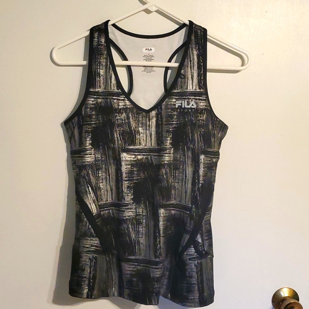 Fila women's M black & silver activewear tank top - Picture 1 of 7